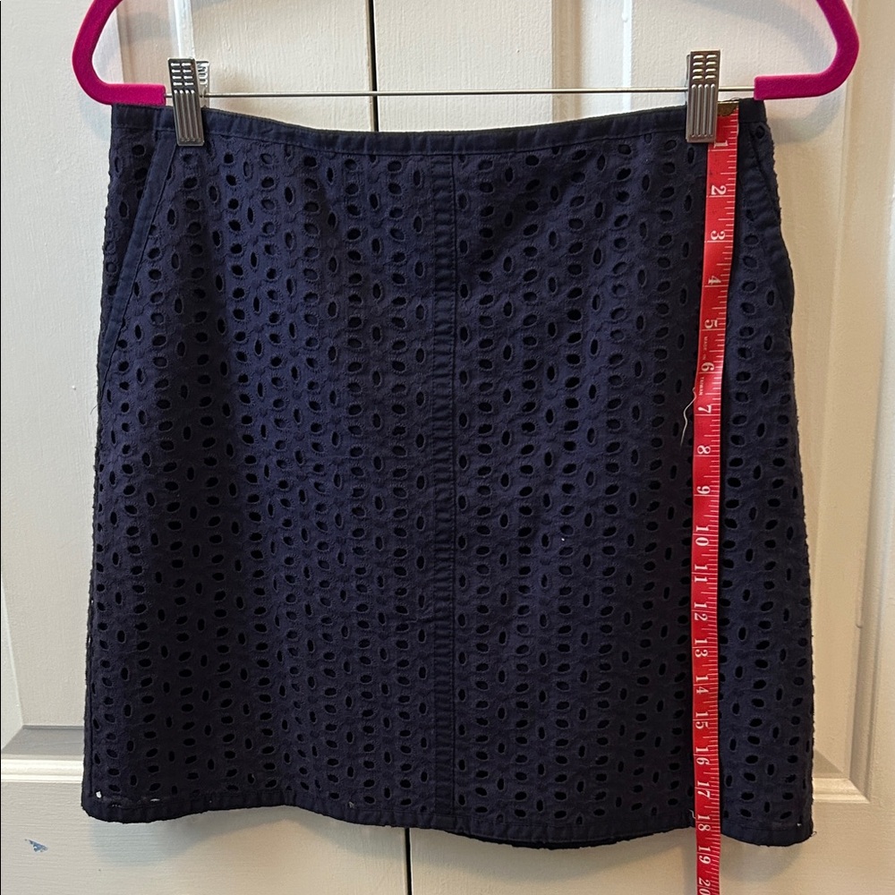LOFT Navy Eyelet A-Line Skirt 18”
